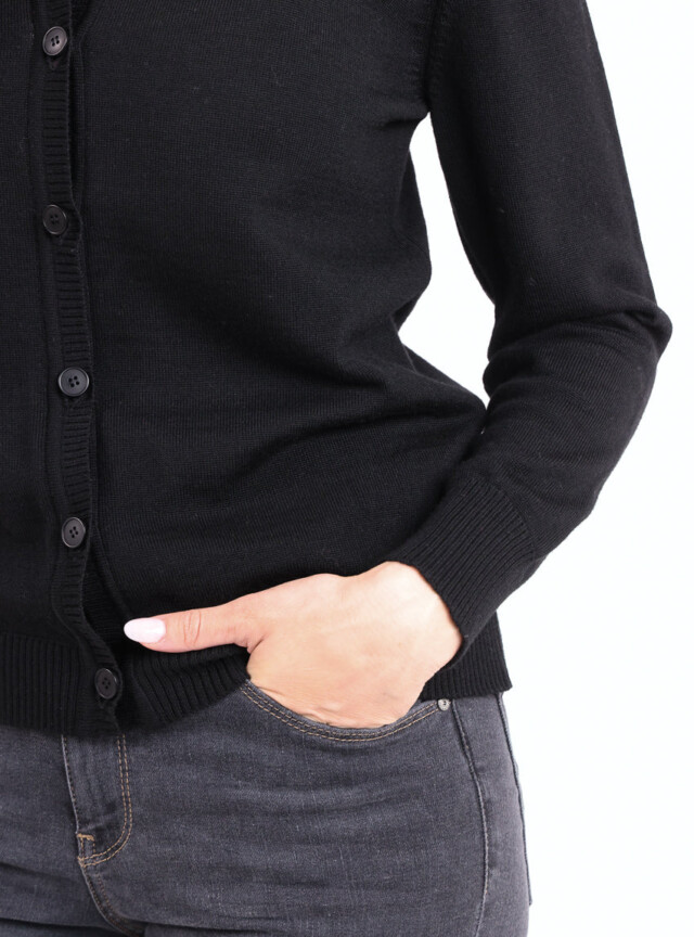 Maison Solfin - Cardigan femme en laine mérinos noir – 52