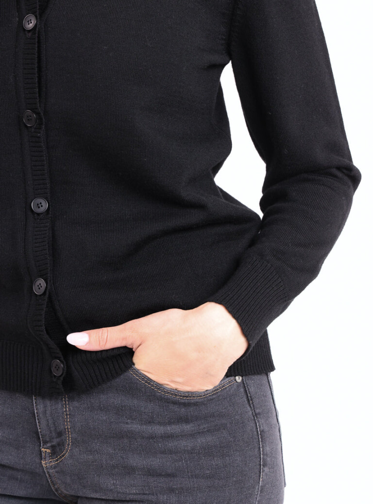 Maison Solfin - Cardigan femme en laine mérinos noir – 52