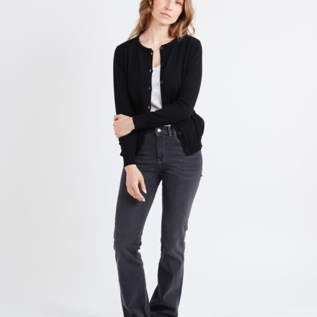 Maison Solfin - Cardigan femme en laine mérinos noir – 52