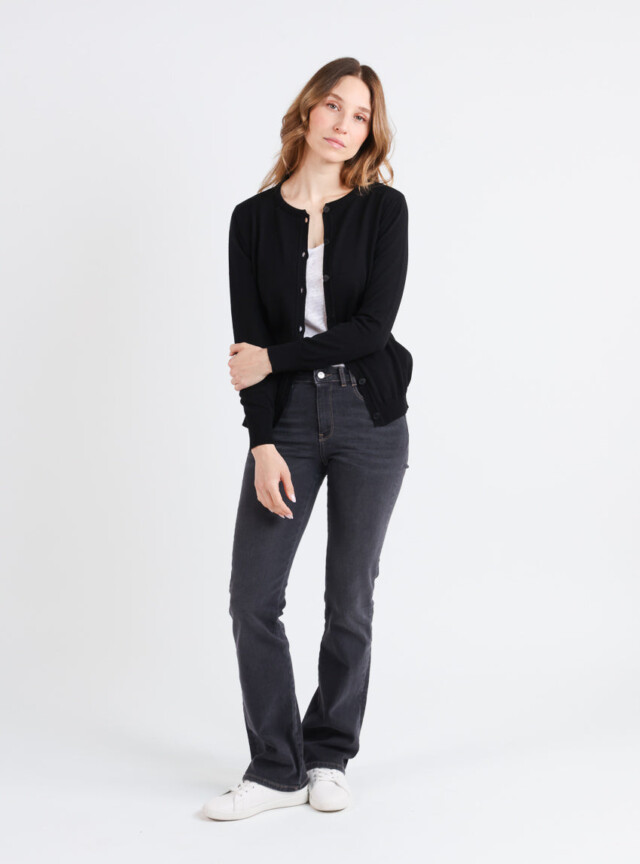 Maison Solfin - Cardigan femme en laine mérinos noir – 52