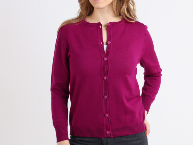 Maison Solfin - Cardigan femme en laine mérinos violet – 52
