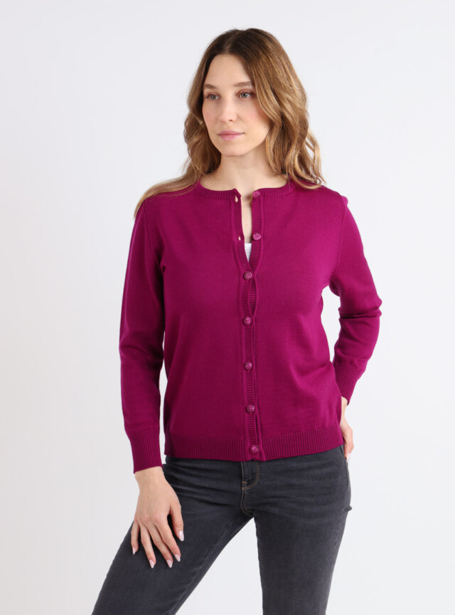 MAISON SOLFIN - Cardigan femme en laine mérinos violet