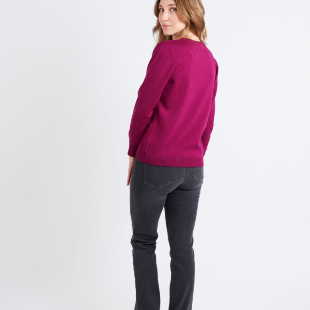 Maison Solfin - Cardigan femme en laine mérinos violet – 52
