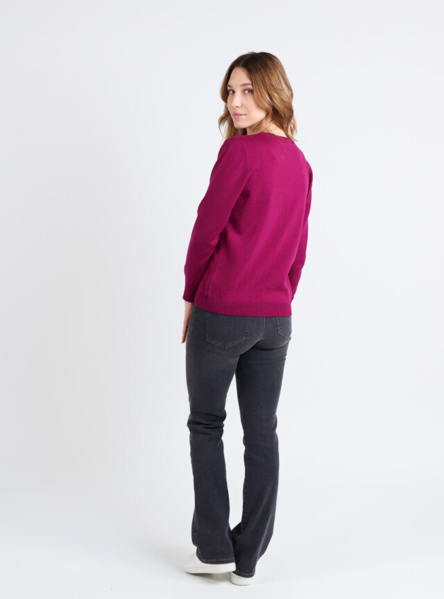 Maison Solfin - Cardigan femme en laine mérinos violet – 52