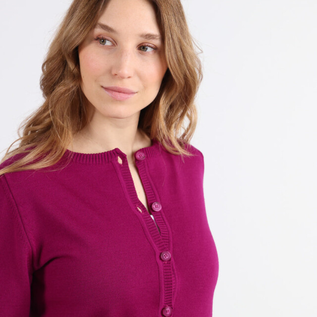 Maison Solfin - Cardigan femme en laine mérinos violet – 52
