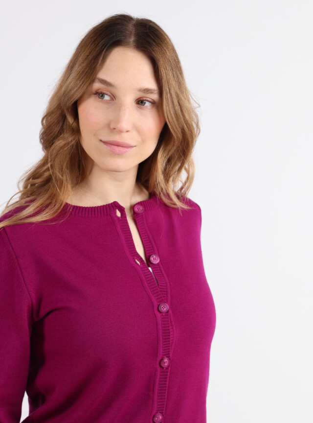 Maison Solfin - Cardigan femme en laine mérinos violet – 52