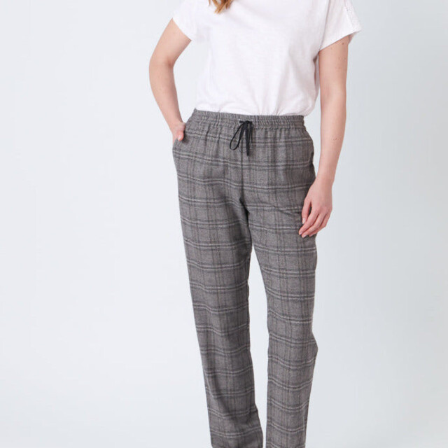 Maison Solfin - Pantalon femme carreaux gris en viscose – 52