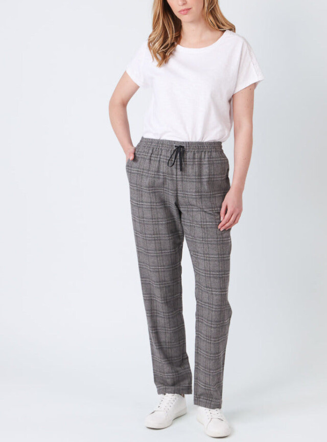 Maison Solfin - Pantalon femme carreaux gris en viscose – 52