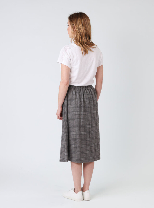 Maison Solfin - Jupe midi femme à carreaux gris – 44