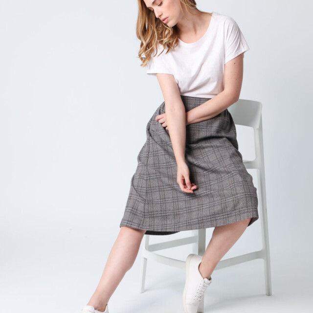 Maison Solfin - Jupe midi femme à carreaux gris – 44