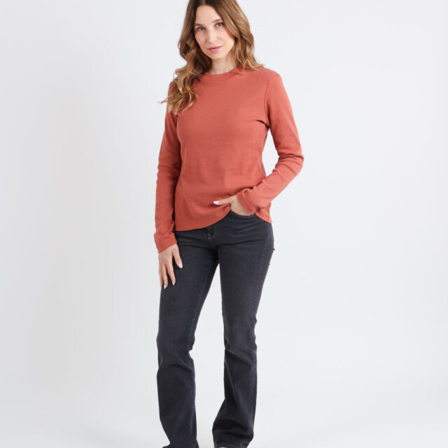 Maison Solfin - T-shirt femme col montant en coton orange – 4