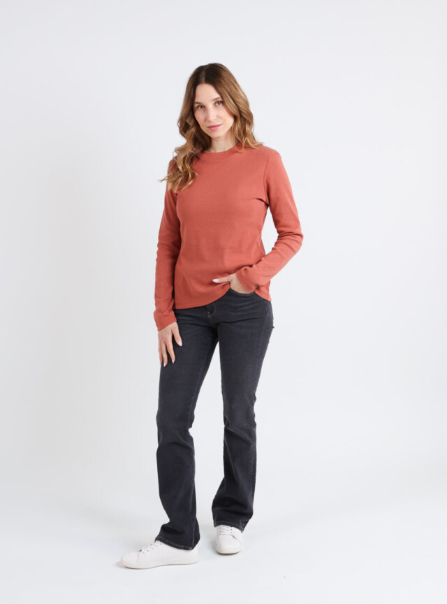 Maison Solfin - T-shirt femme col montant en coton orange – 4