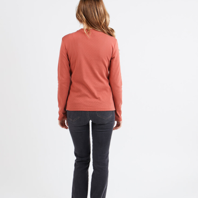 Maison Solfin - T-shirt femme col montant en coton orange – 4