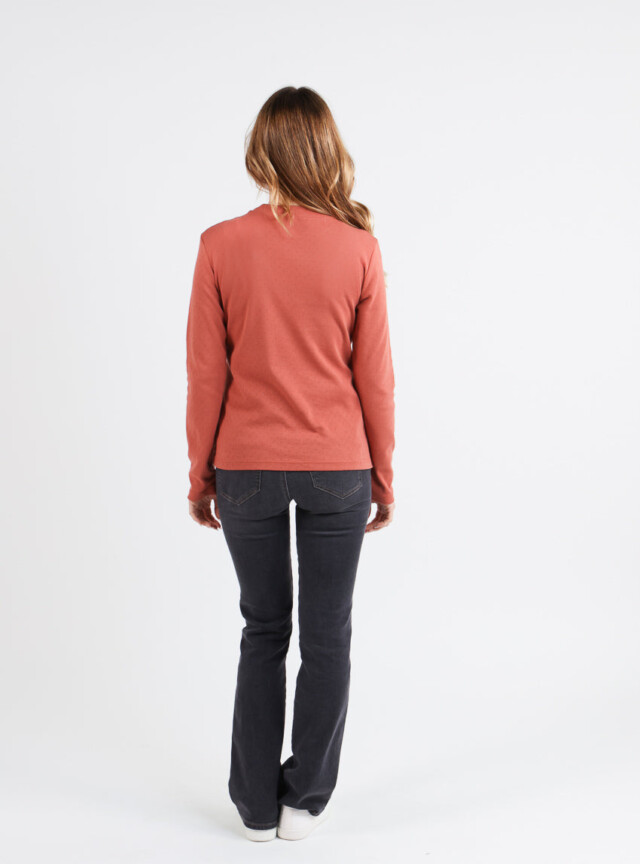 Maison Solfin - T-shirt femme col montant en coton orange – 4