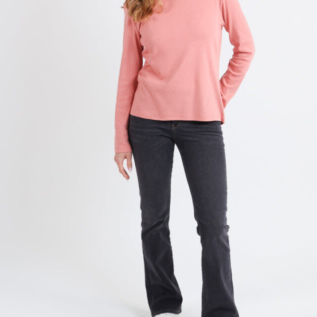 Maison Solfin - T-shirt femme col montant en coton rose – 3