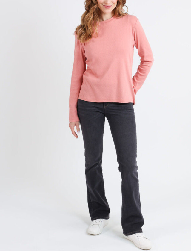 Maison Solfin - T-shirt femme col montant en coton rose – 3