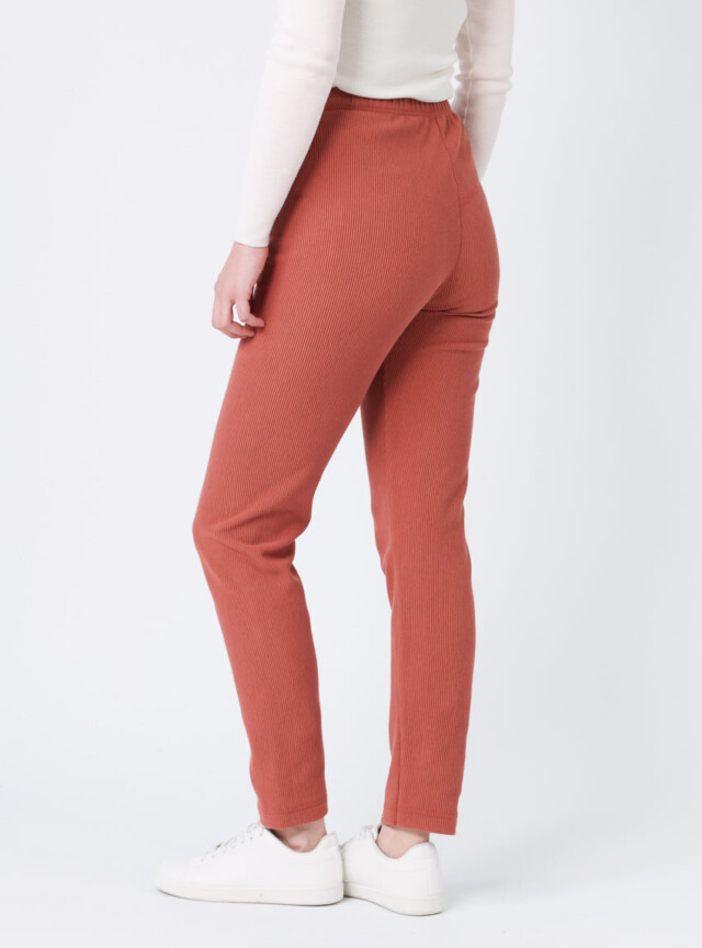 Maison Solfin - Pantalon femme en maille côtelée orange – 5