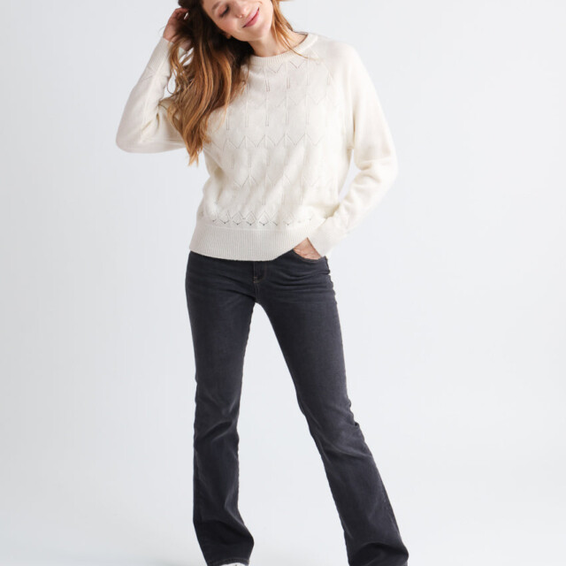 Maison Solfin - Pull femme laine et cachemire blanc crème – 3