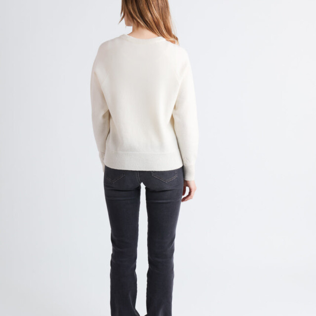 Maison Solfin - Pull femme laine et cachemire blanc crème – 3