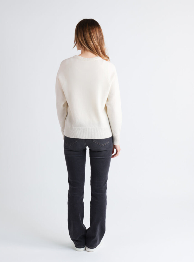 Maison Solfin - Pull femme laine et cachemire blanc crème – 3