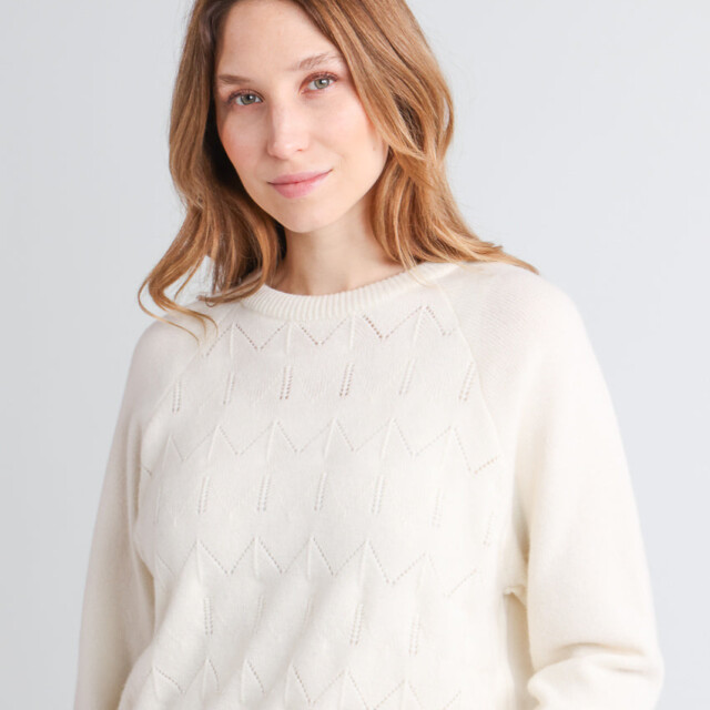 Maison Solfin - Pull femme laine et cachemire blanc crème – 3