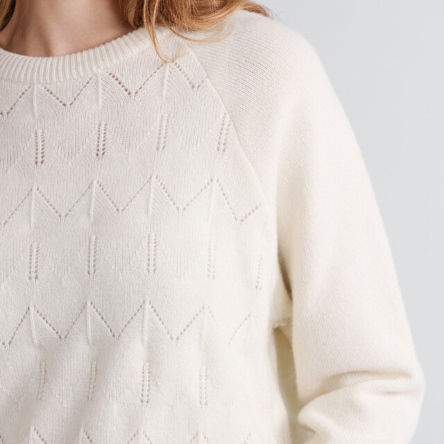 Maison Solfin - Pull femme laine et cachemire blanc crème – 3