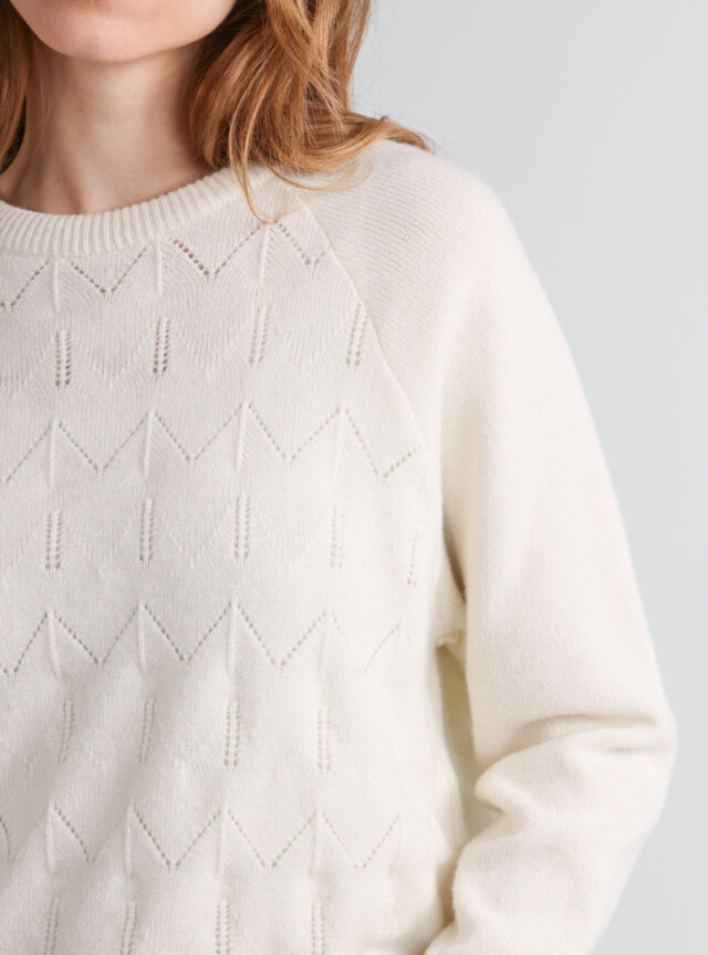 Maison Solfin - Pull femme laine et cachemire blanc crème – 3