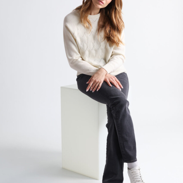 Maison Solfin - Pull femme laine et cachemire blanc crème – 3