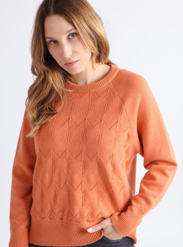 Maison Solfin - Pull femme laine et cachemire orange – 4