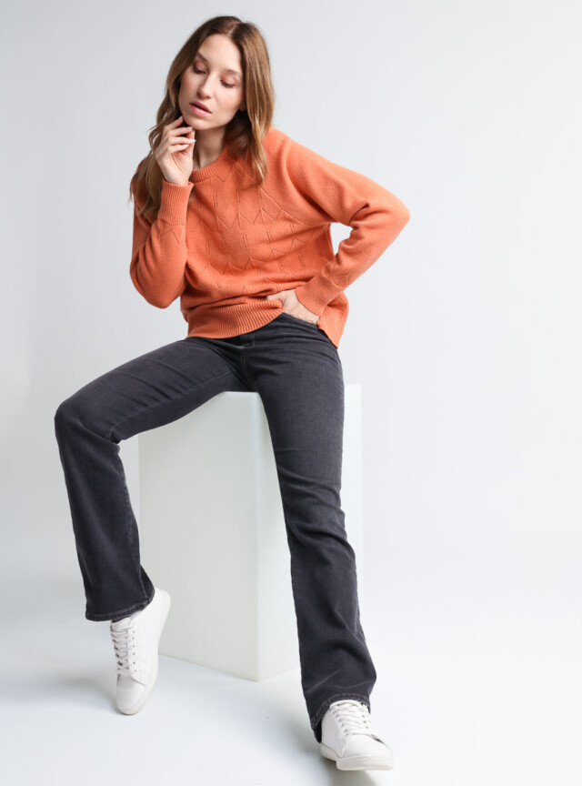 Maison Solfin - Pull femme laine et cachemire orange – 4