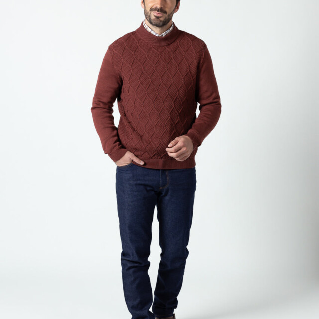 Maison Solfin - Pull homme en laine mérinos rouge – 6