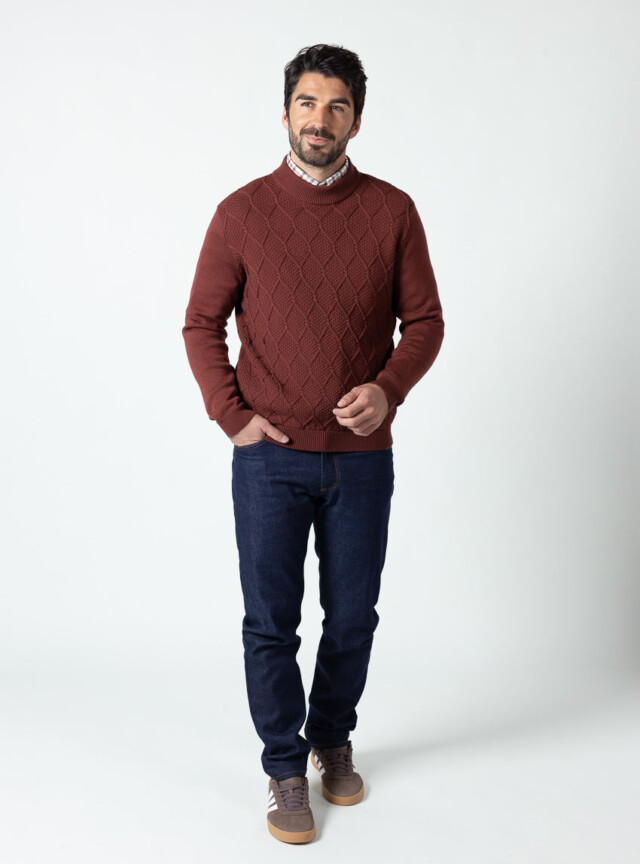 Maison Solfin - Pull homme en laine mérinos rouge – 6