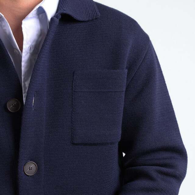 Maison Solfin - Veste homme en laine bleu marine – 6