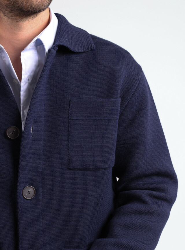 Maison Solfin - Veste homme en laine bleu marine – 6