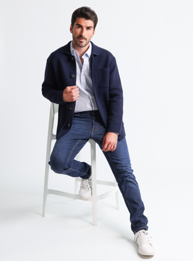 Maison Solfin - Veste homme en laine bleu marine – 6