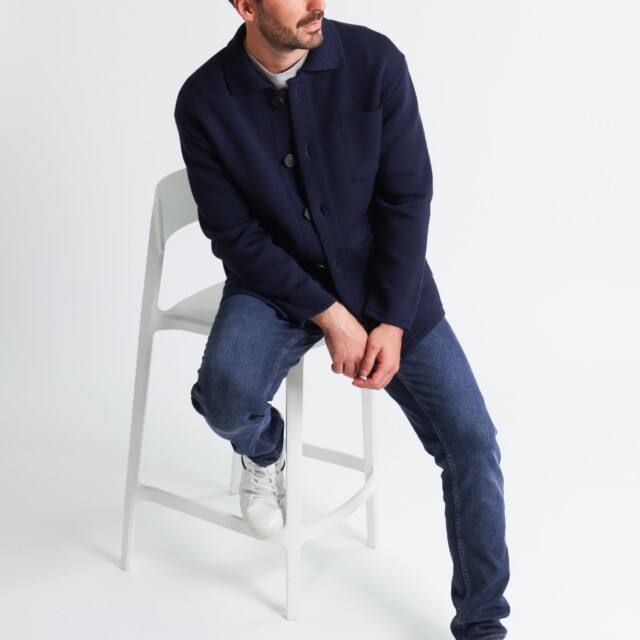 Maison Solfin - Veste homme en laine bleu marine – 6