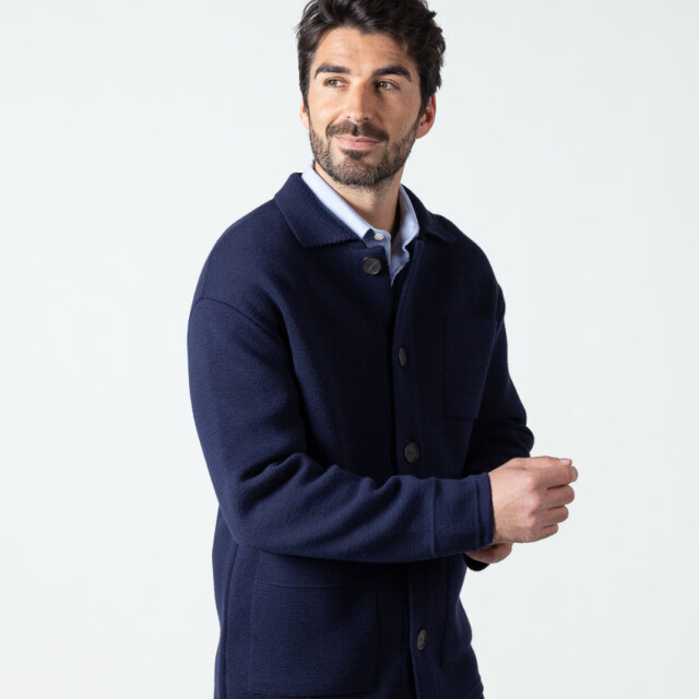 Maison Solfin - Veste homme en laine bleu marine – 6