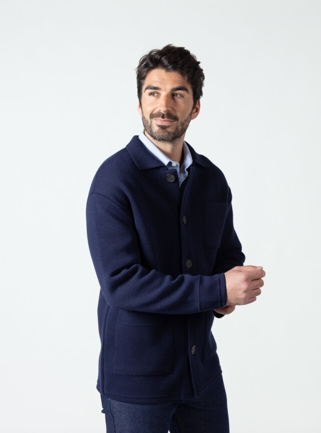 Maison Solfin - Veste homme en laine bleu marine – 6