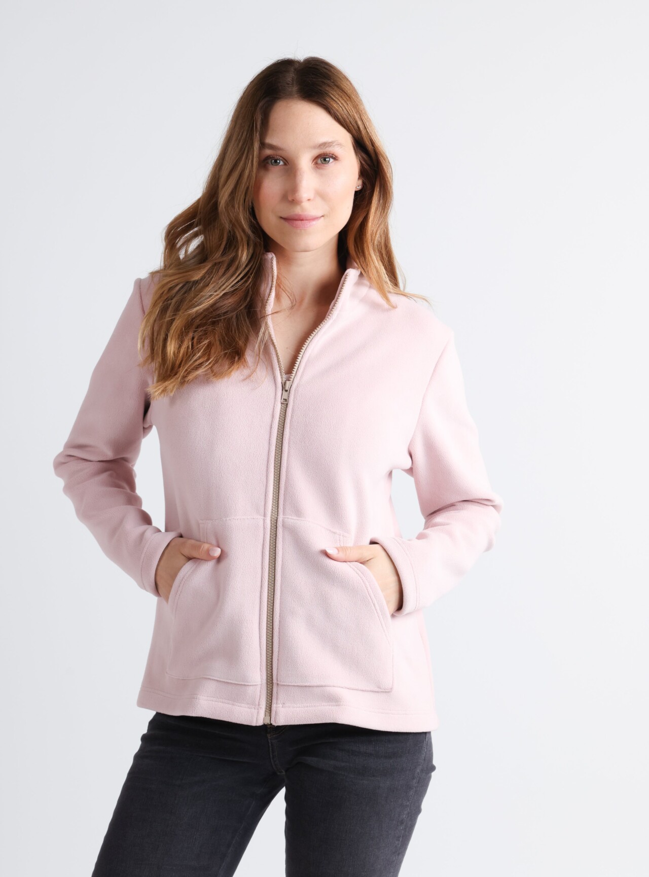 7799 rose poudre 1 Maison Solfin - Veste zippée femme rose poudre – 5