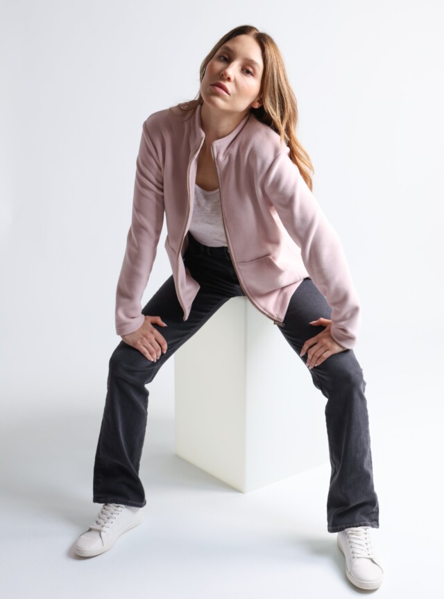 Maison Solfin - Veste zippée femme rose poudre – 5