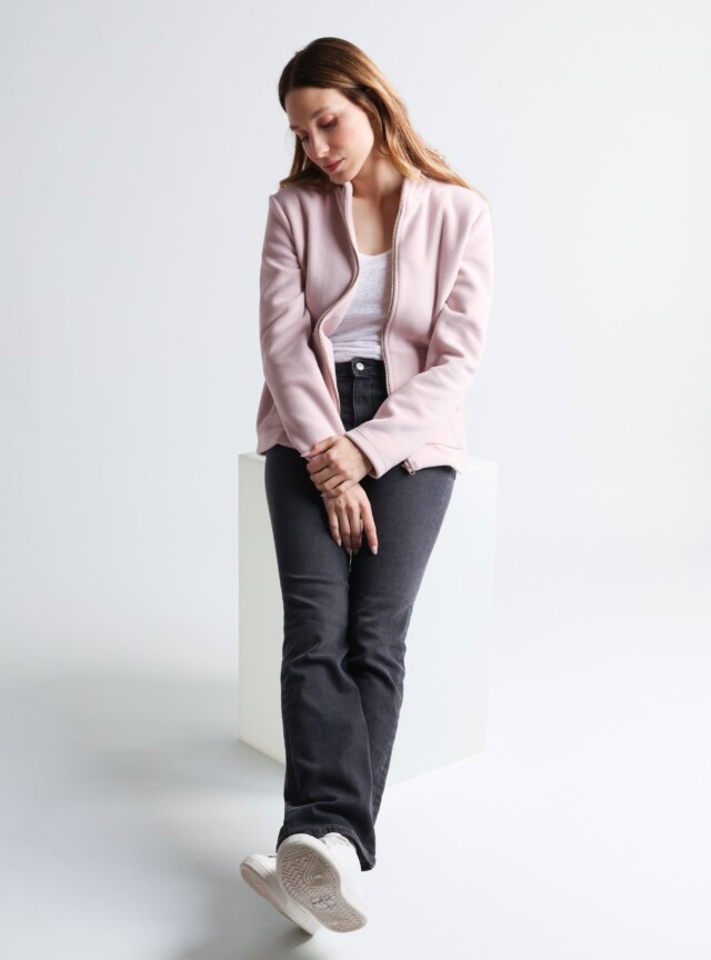 Maison Solfin - Veste zippée femme rose poudre – 5