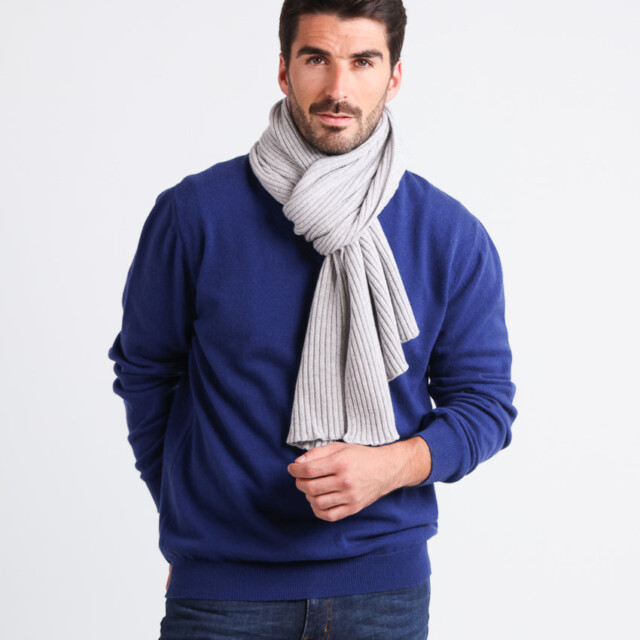 Maison Solfin - Écharpe homme cachemire et laine gris – U