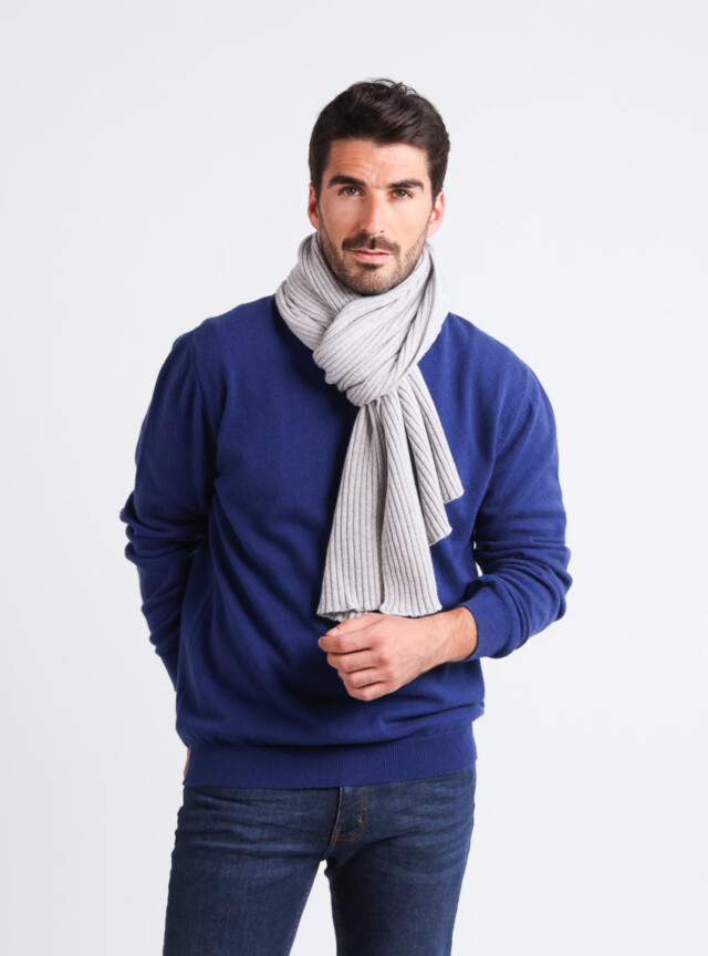 Maison Solfin - Écharpe homme cachemire et laine gris – U