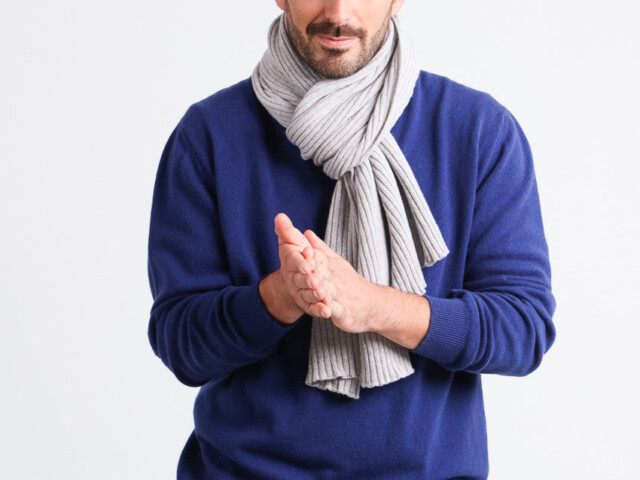 Maison Solfin - Écharpe homme cachemire et laine gris – U