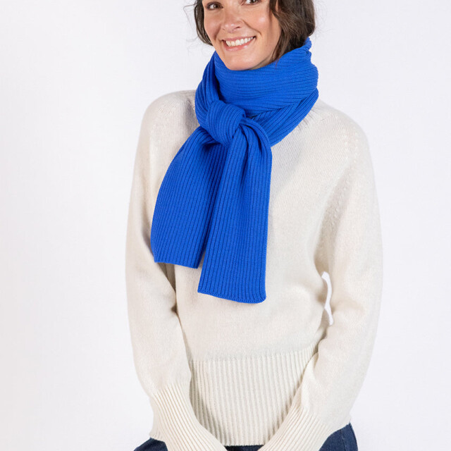 Maison Solfin - Echarpe en laine mérinos bleu tonique – U