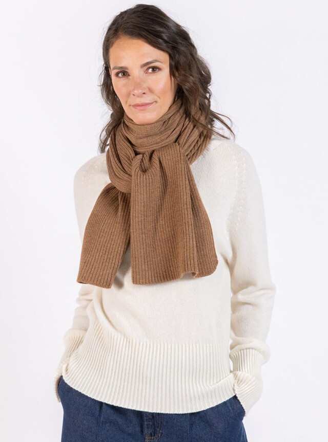 Maison Solfin - Echarpe en laine mérinos marron glacé – U