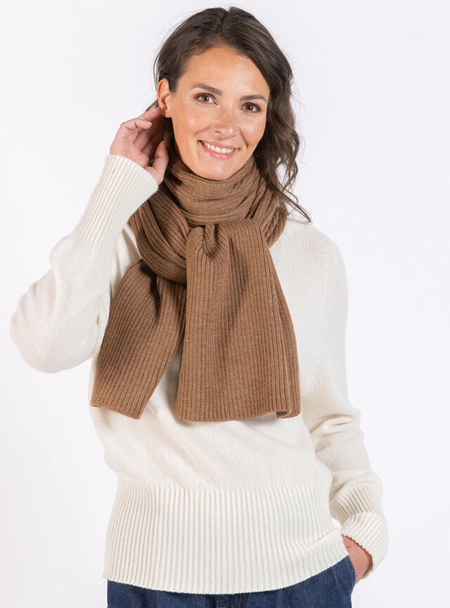 Maison Solfin - Echarpe en laine mérinos marron glacé – U