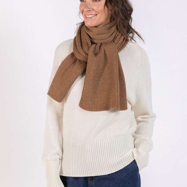 Maison Solfin - Echarpe en laine mérinos marron glacé – U