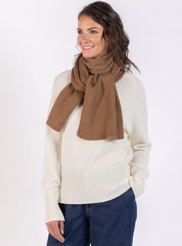 Maison Solfin - Echarpe en laine mérinos marron glacé – U