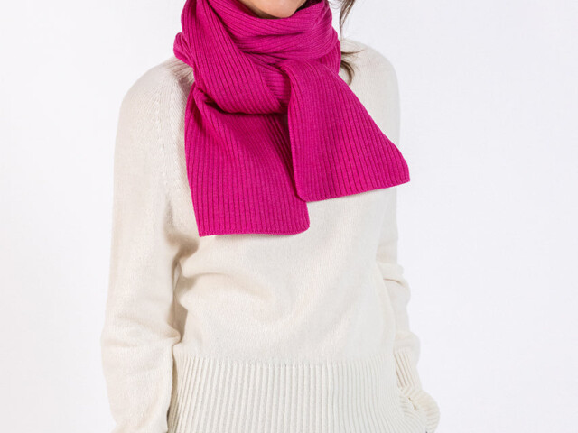 Maison Solfin - Echarpe en laine mérinos rose framboise – U
